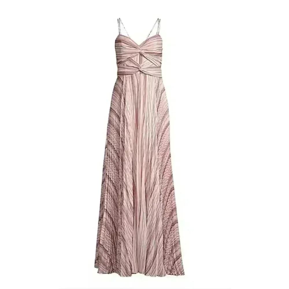 Parker Black Women's Multicolor Beatrix Pleated Chiffon Maxi Dress. Size 6